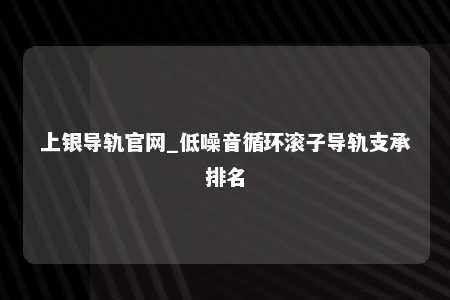 上银导轨官网_低噪音循环滚子导轨支承排名