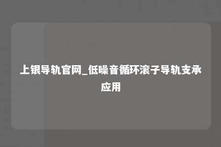 上银导轨官网_低噪音循环滚子导轨支承应用