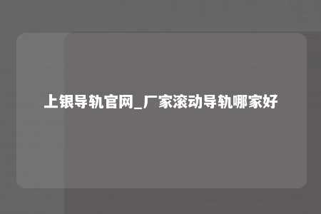 上银导轨官网_厂家滚动导轨哪家好