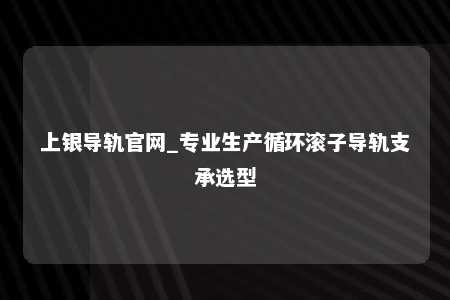 上银导轨官网_专业生产循环滚子导轨支承选型